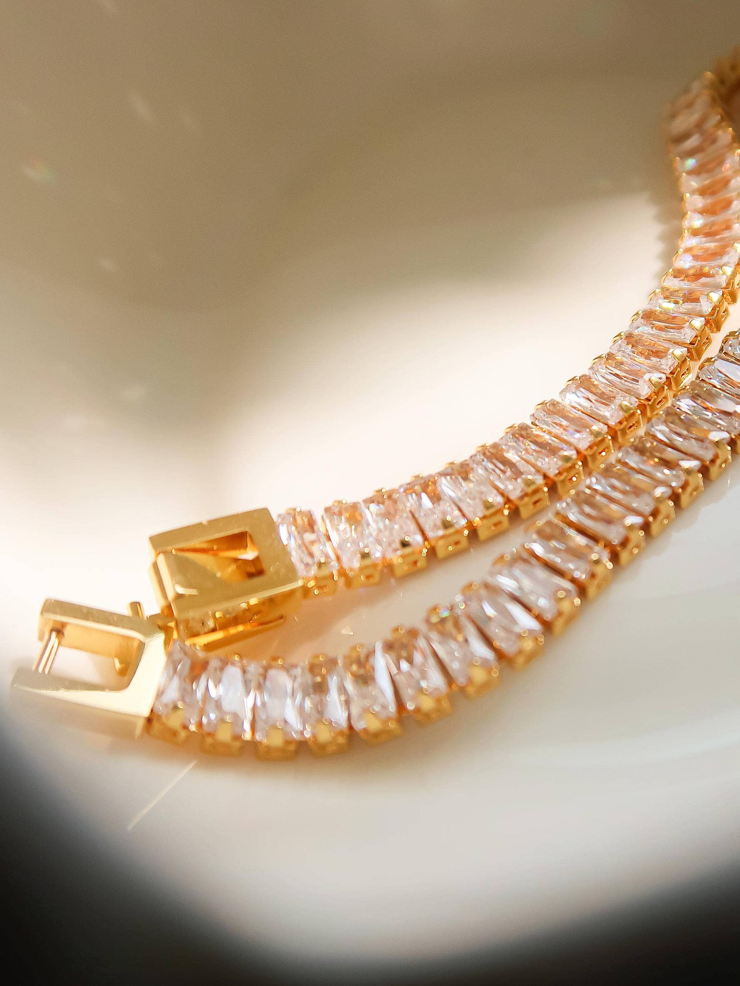 Rhodes 18K Gold Non-Tarnish Glam CZ Bracelet: Yellow Gold