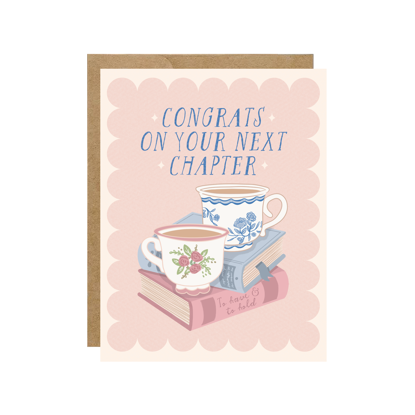 Congrats On Next Chapter - Bookish Tea Coffee Wedding Card