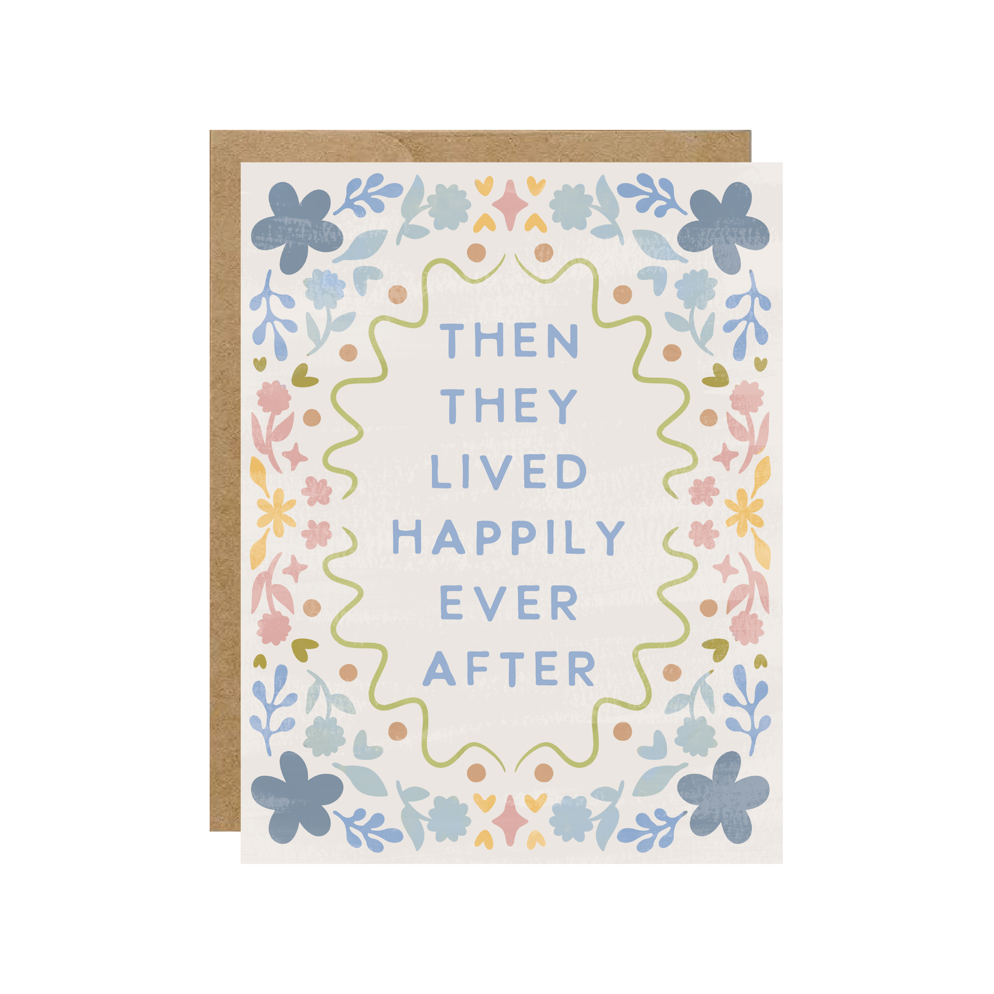 Happily Ever After - Storybook Floral Folk Wedding Card