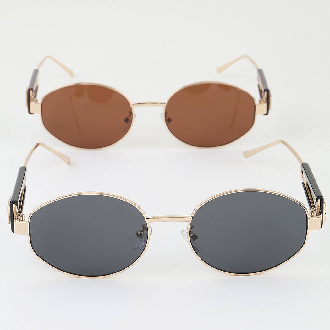 Tortoise Tile Round Frame Sunglasses: MIX