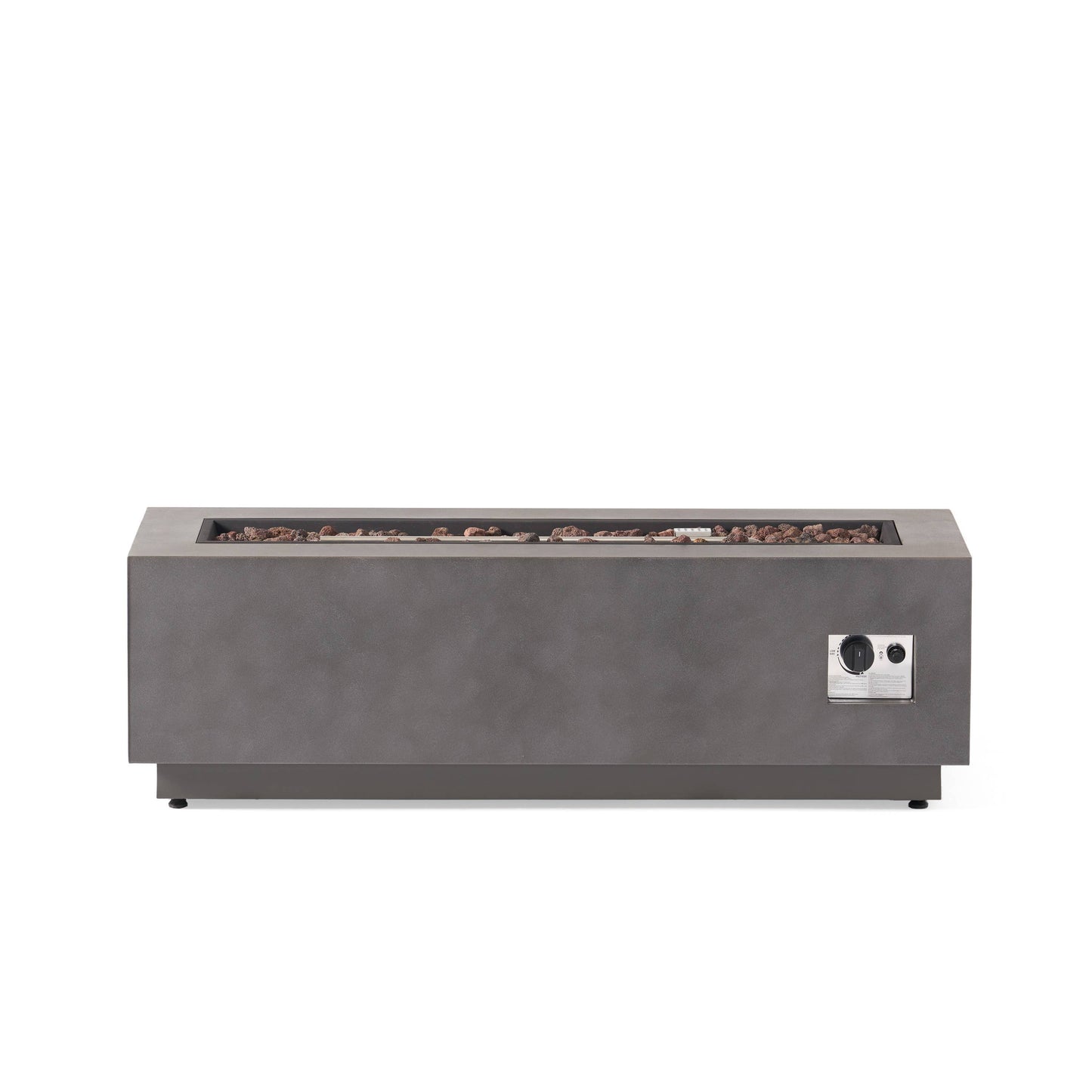 Rectangular Iron Fire Pit 50000 BTU for Patio: Stone Gray