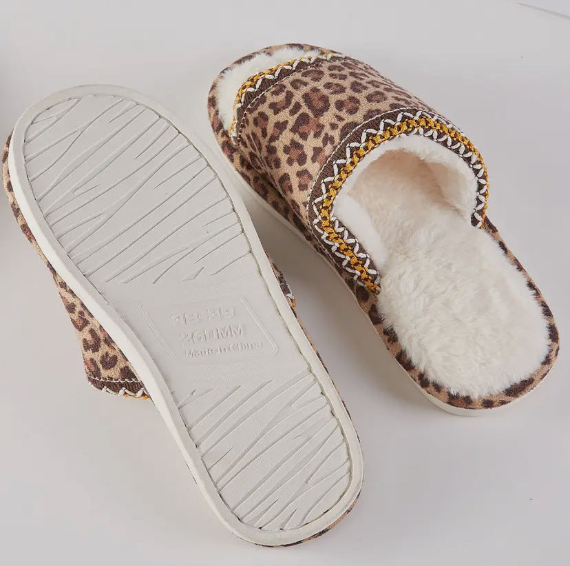 Leopard Fleece Slippers
