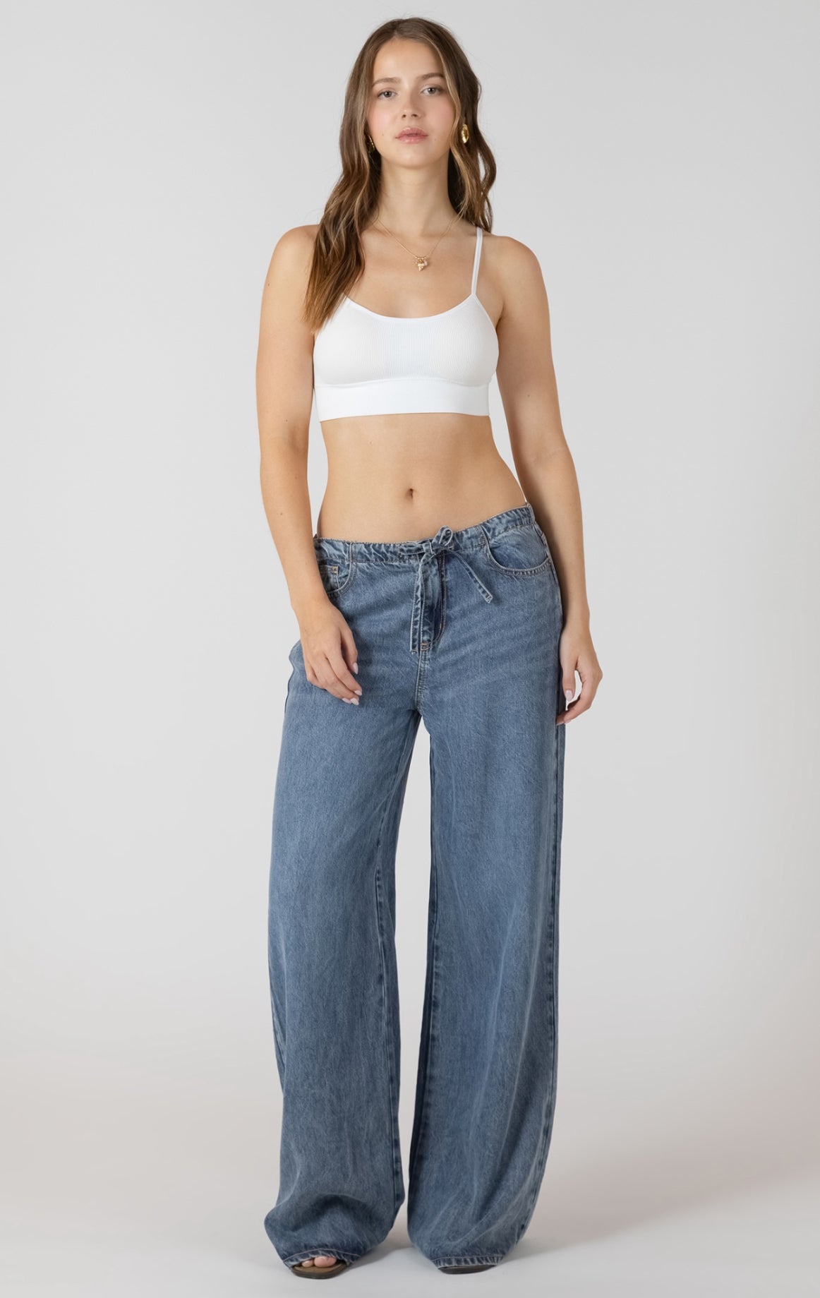 Drawstring Waist Denim Pant