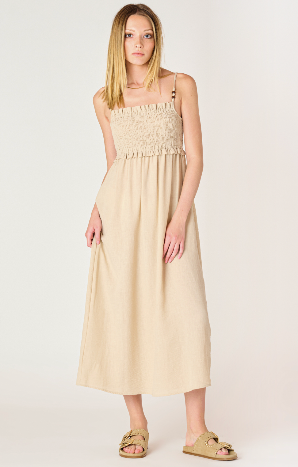 SL BEAD DETAIL MIDI DRESS