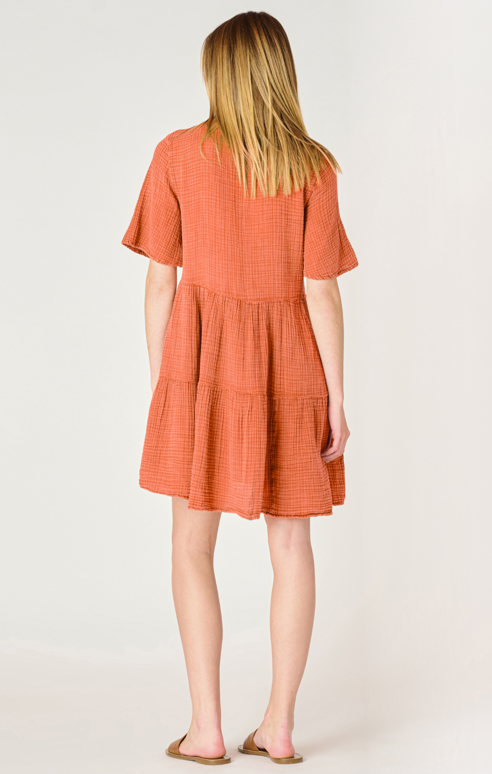 SS FLOWY TIERED MINI DRESS - Washed Sunset