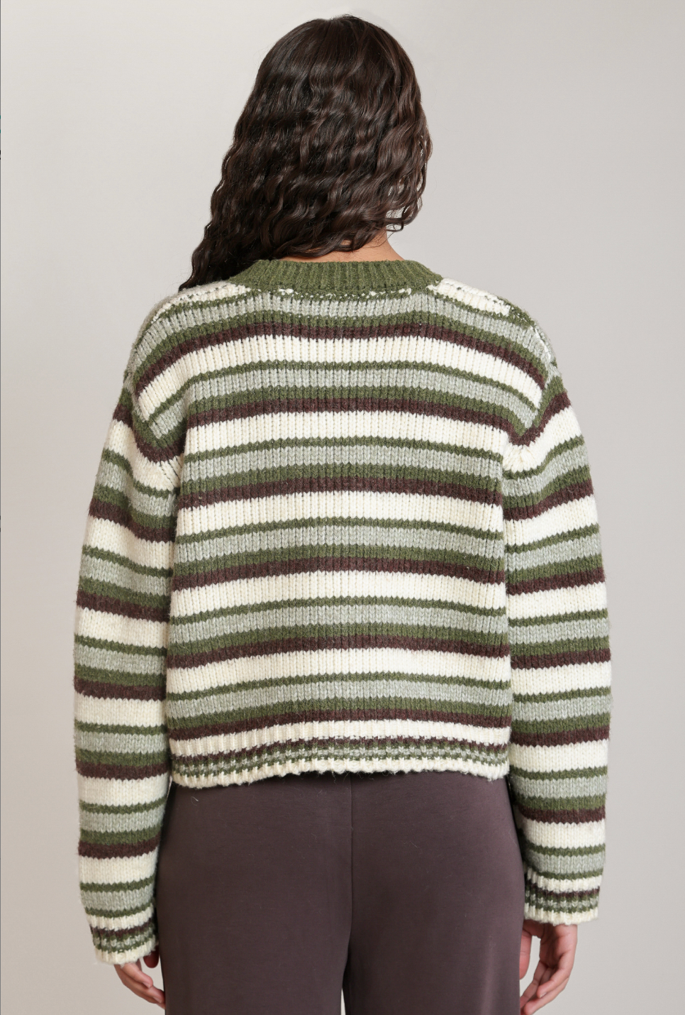 DEX - Green and Brown Button Cardigan