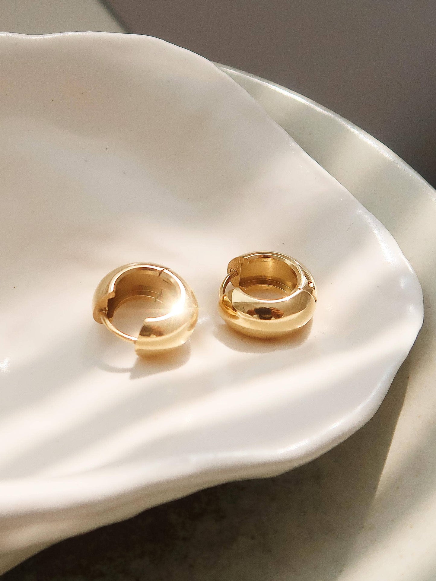 Blandine 18K Non-Tarnish Small Classic Hoop Earring: Silver