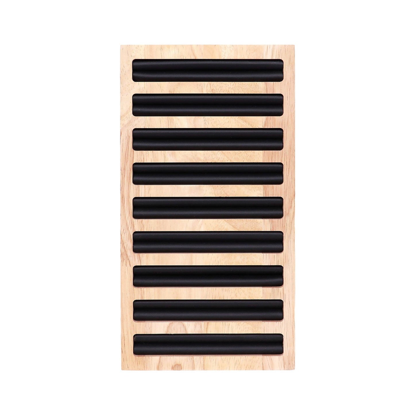Natural Wood & Leather Slotted Ring Display: White