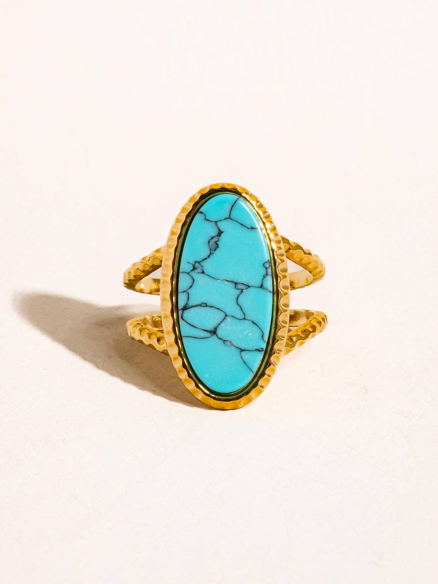 Ashwin 18K Gold Non-Tarnish Natural Stone Ring: Green