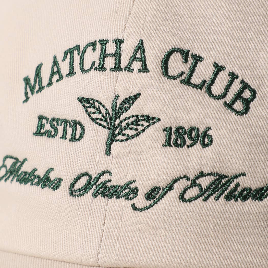 MATCHA CLUB Embroidered Cotton Baseball Cap: DK GREEN / ONE SIZE