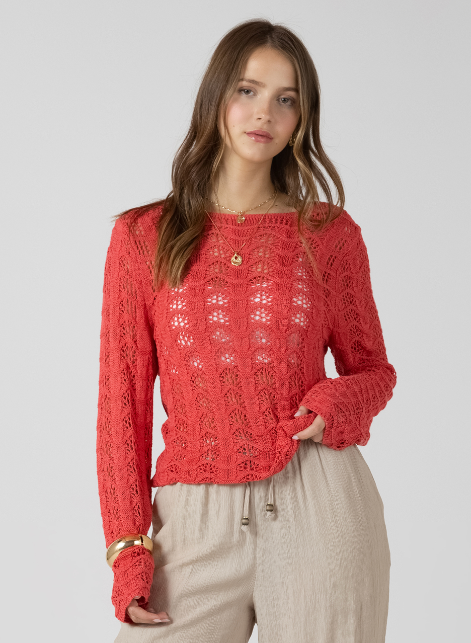 SCALLOPED OPEN WORK SWEATER - Dex