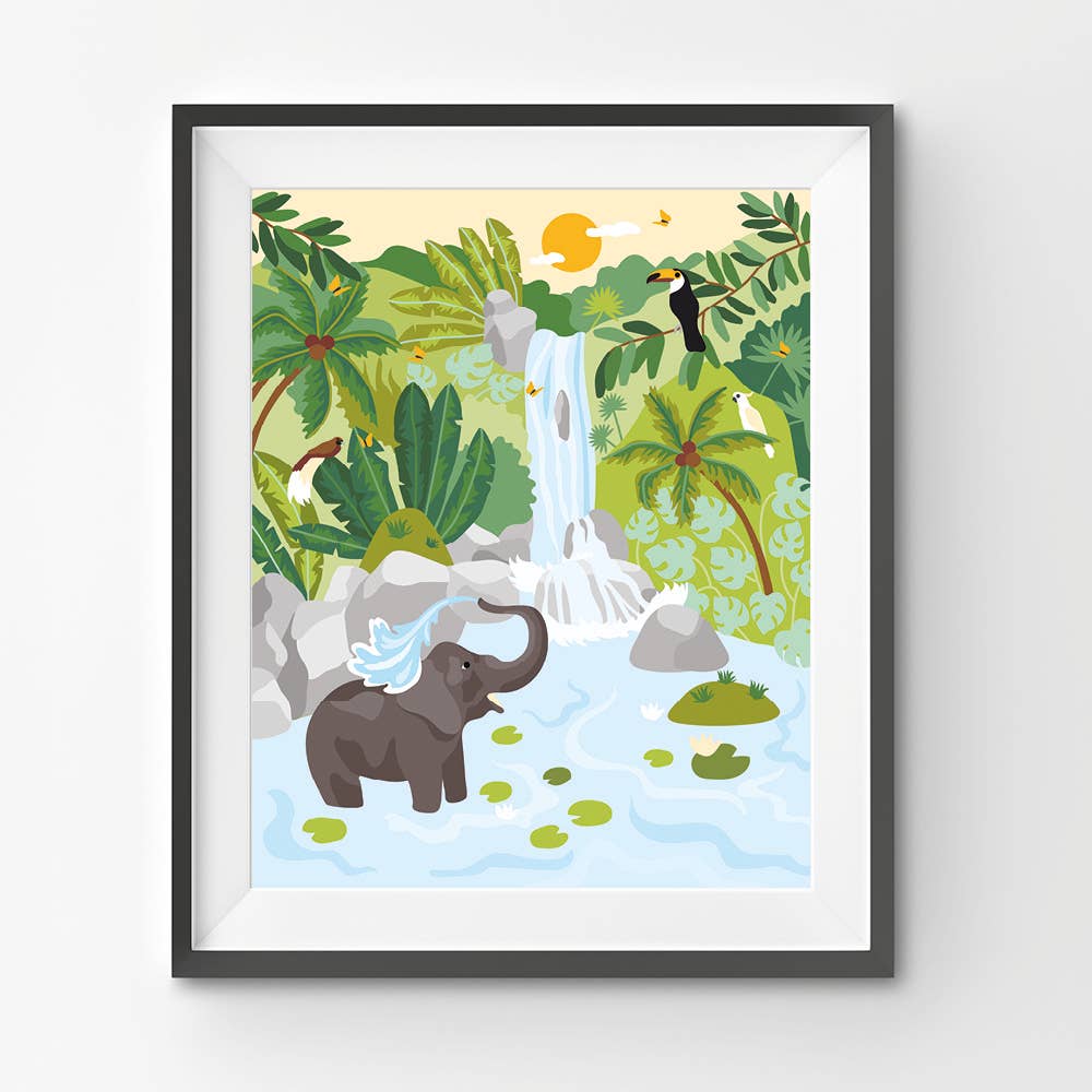 Elephant at the waterfall - Summer Paint by Numbers Kit DIY
