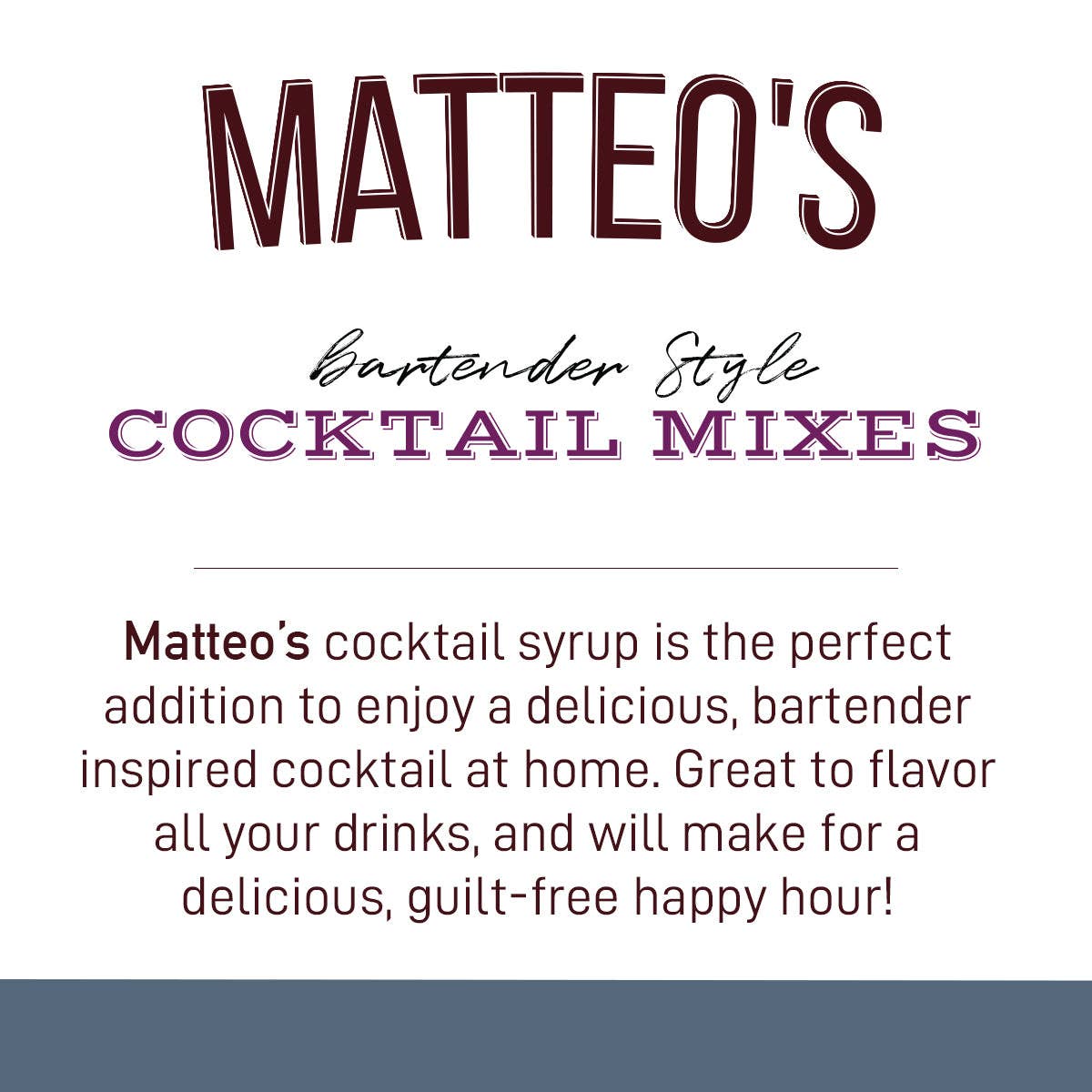 Matteo's Cocktail Mixes - Simple Syrup - Delicious Cocktail Mixers, Premium Bartender Style Cocktails: 1 Bottle
