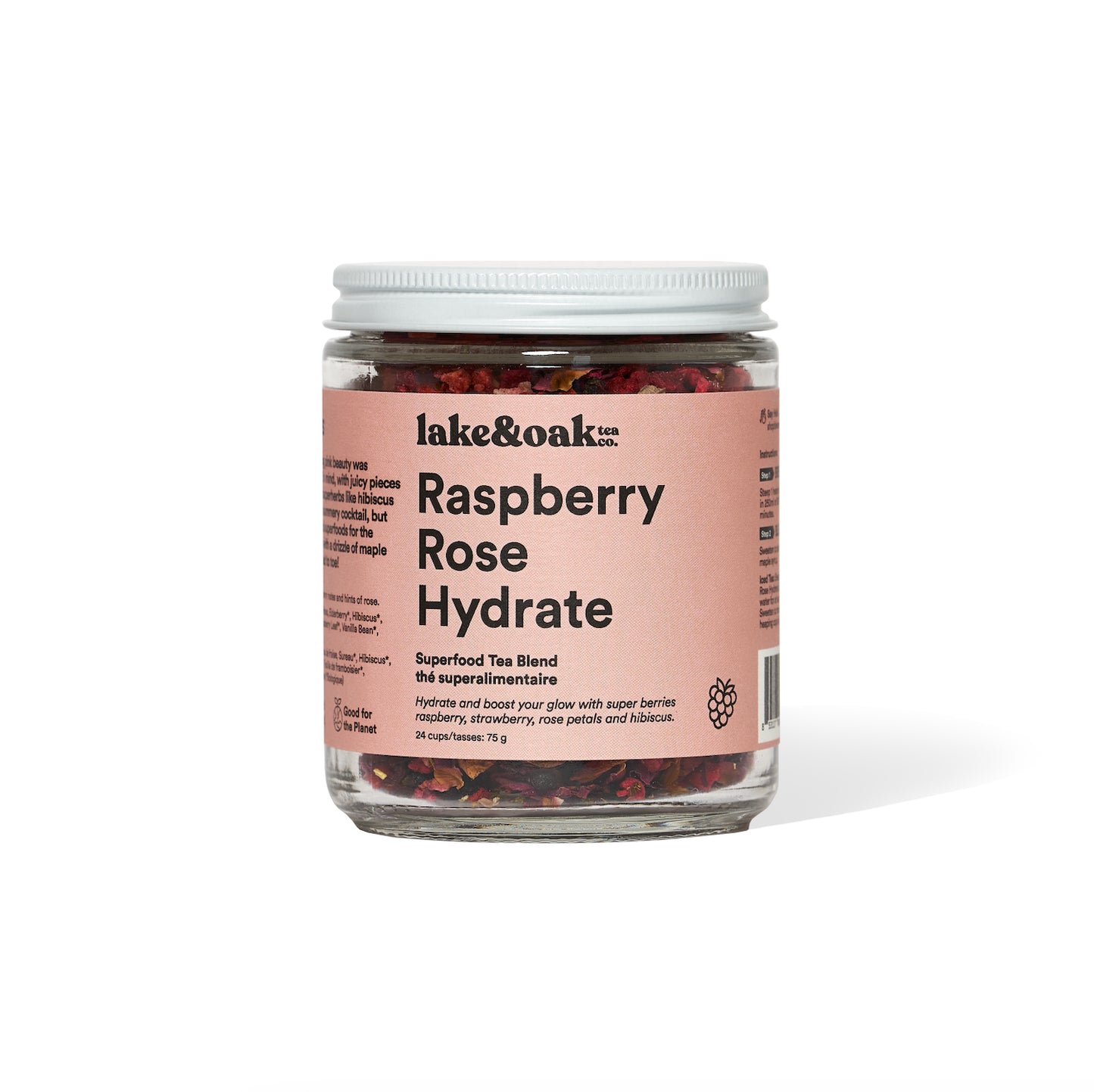 Raspberry Rose Hydrate - Superfood Tea Blend: Retail Glass Jar