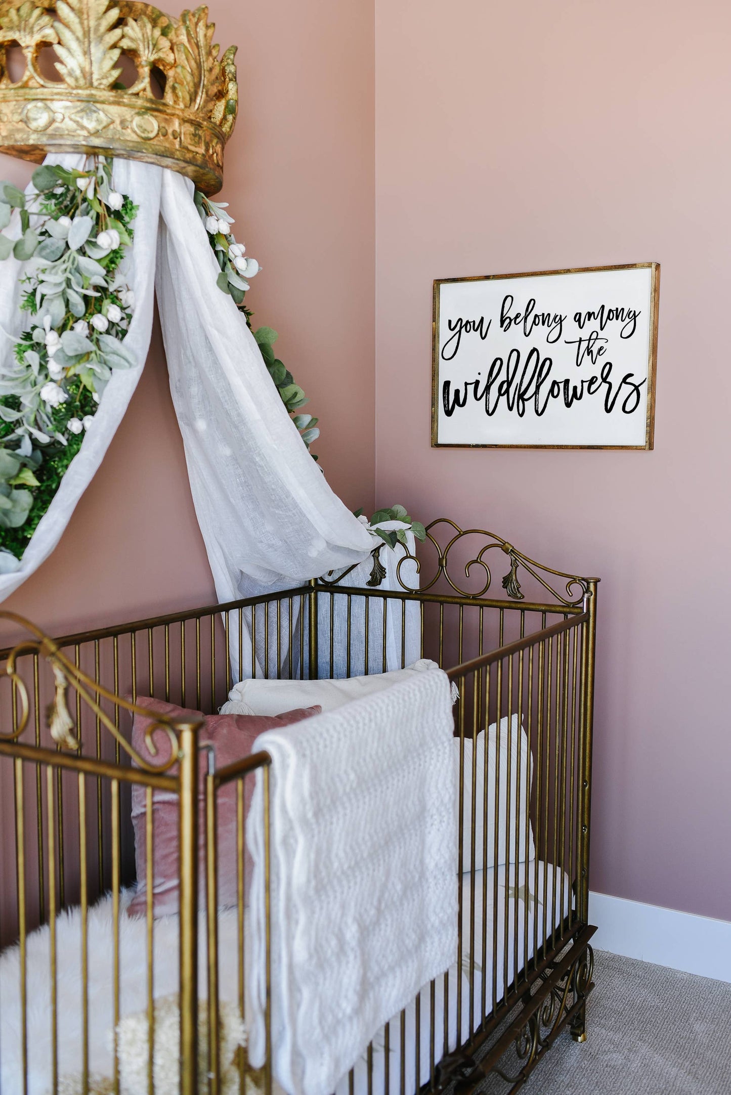 You Belong Among The Wildflowers Framed Print: White