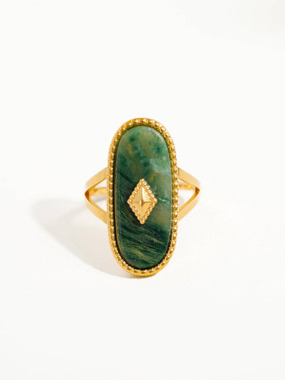 Dakota Non Tarnish Adjustable Ring with Natural Stone: Blue