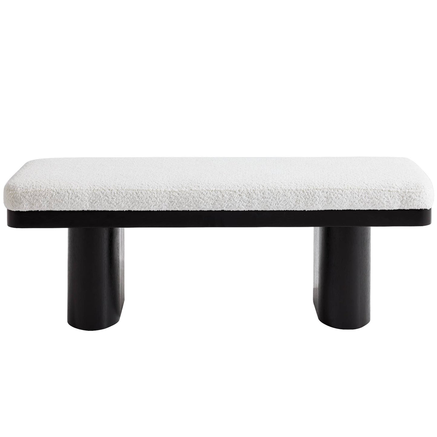 47.5" Wood Bed Bench Ottoman, Teddy Velvet Entryway Bench: Walnut