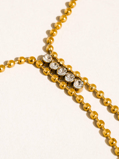 Zephine 18K Gold Non-Tarnish CZ Lariat Necklace: Yellow Gold