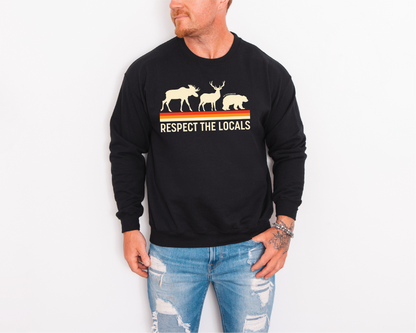 Respect The Locals Unisex Crewneck Sweatshirt | Lake Apparel | Camping Clothing: Military Green / Large