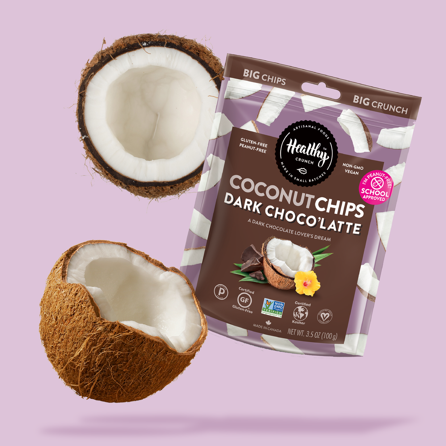 Dark Choco'Latte Coconut Chips: 6-Pack
