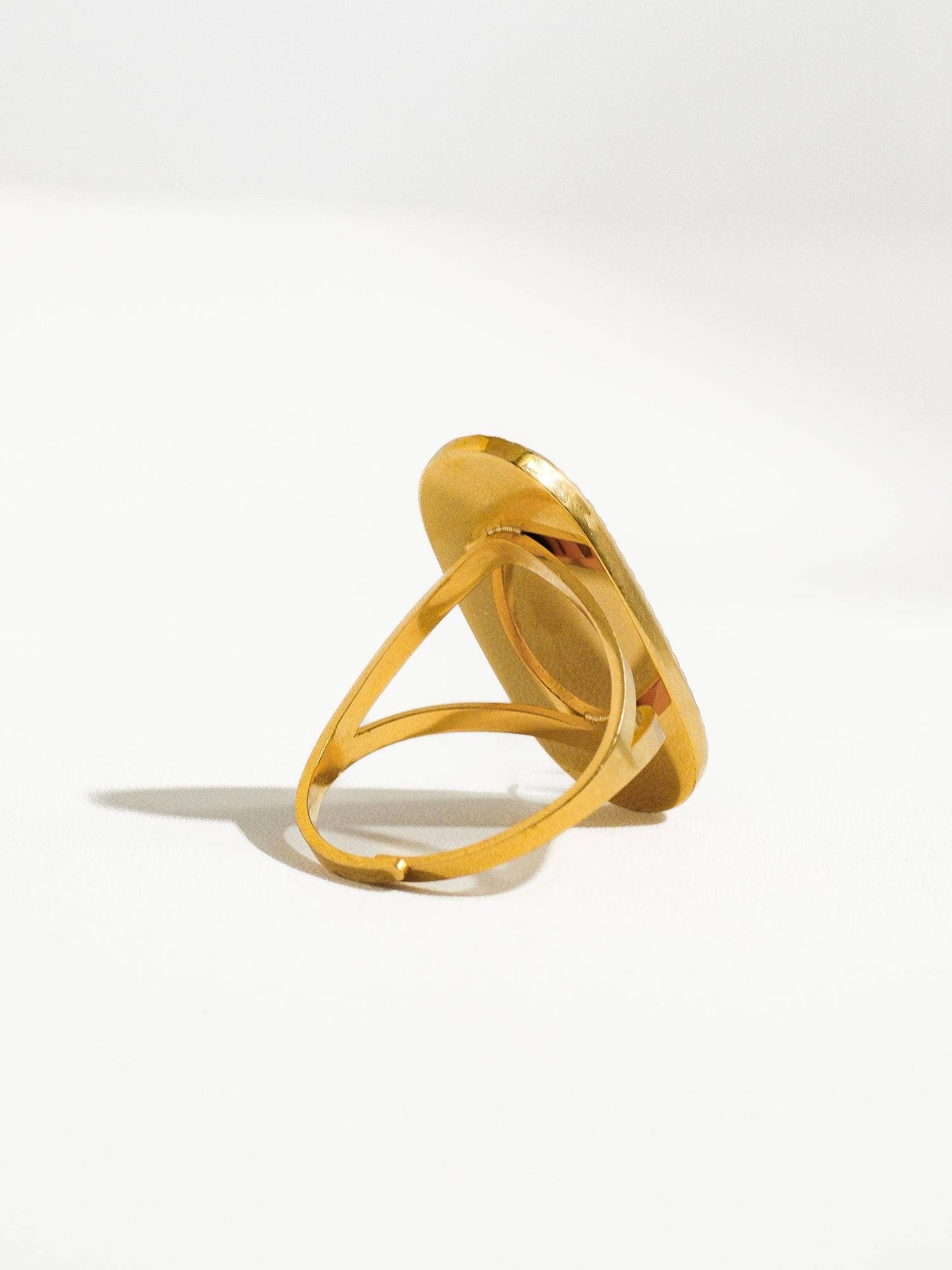 Dakota Non Tarnish Adjustable Ring with Natural Stone: Green