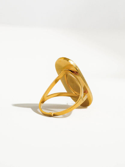 Dakota Non Tarnish Adjustable Ring with Natural Stone: Green
