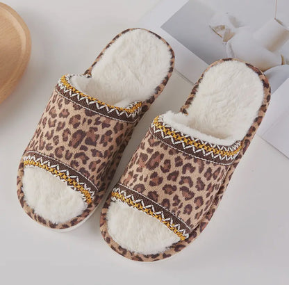 Leopard Fleece Slippers