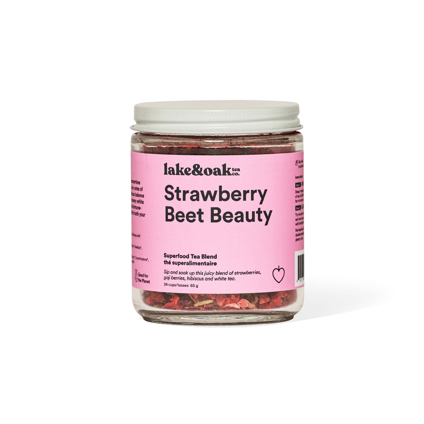 Strawberry Beet Beauty- Superfood Tea Blend: Retail Glass Jar