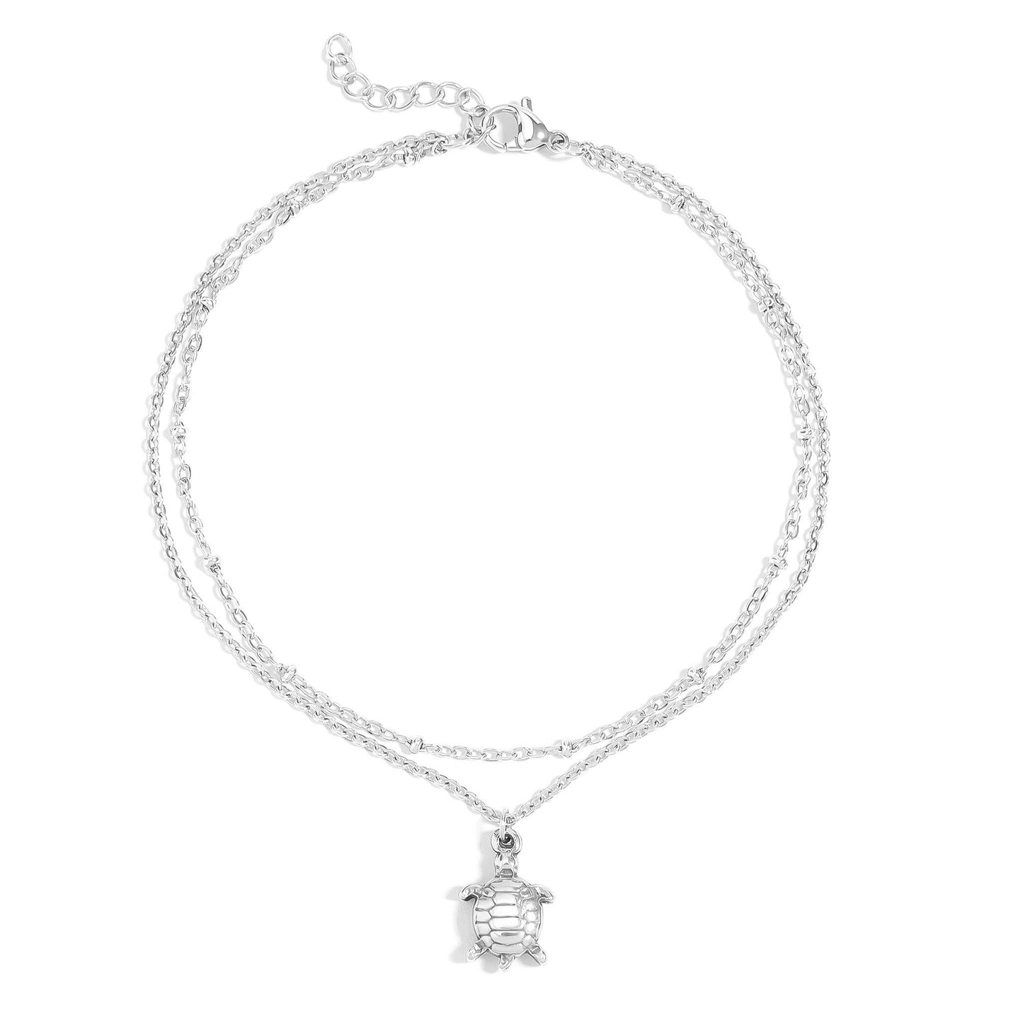 18K Gold PVD Stainless Steel Sea Turtle Charm Anklet: Gold