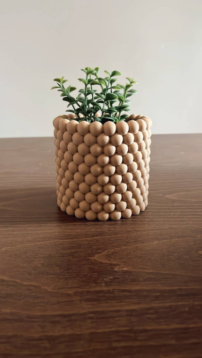 Bubble Texture Orb Planter: Mid-Century Modern Plant Pot: Olive / Large
