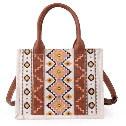 Wrangler Southwestern Print Small Canvas Tote/Crossbody - Coffee