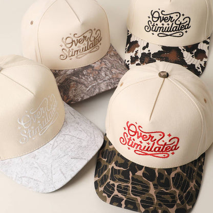 Over Stimulated Embroidered Two-Tone Trucker Hat: LEOPARD / ONE SIZE