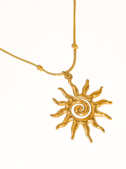 Taiyo 18K Gold Non-Tarnish Boho Sun Necklace: Silver