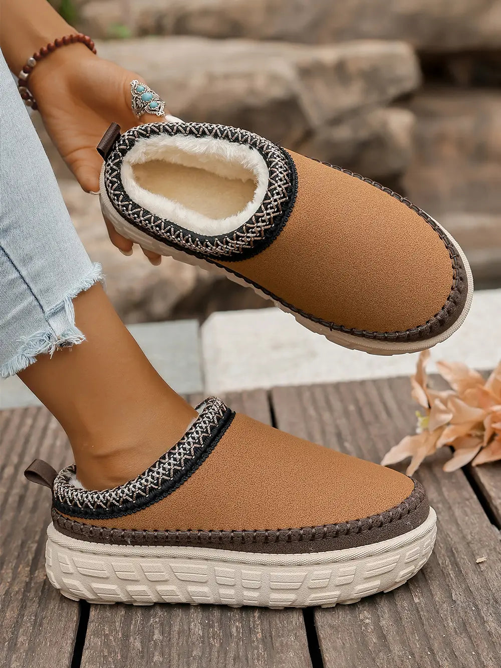 Patchwork Plush Slipper