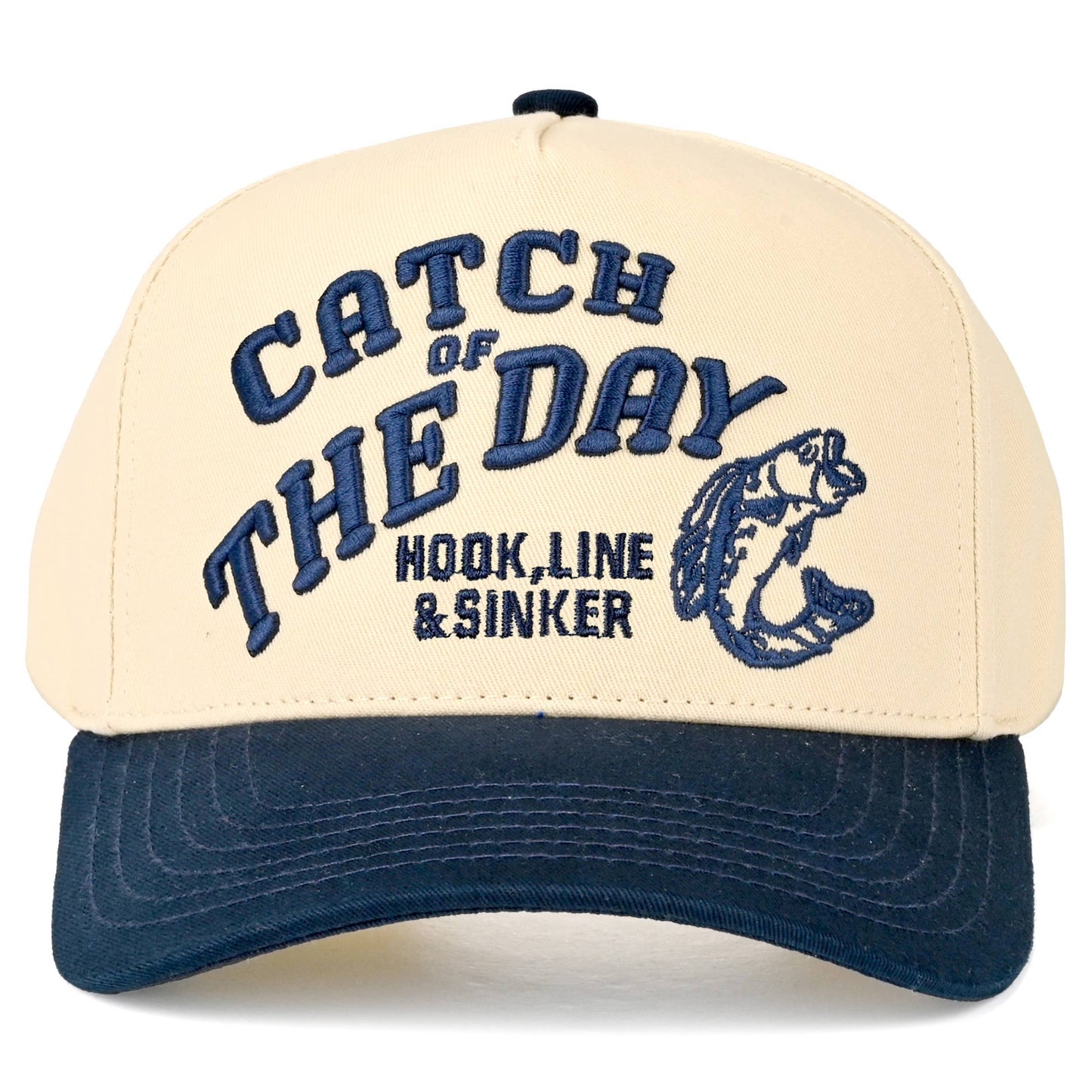 C.C CATCH OF THE DAY Embroidered Letter Two Tone Trucker Hat: Black