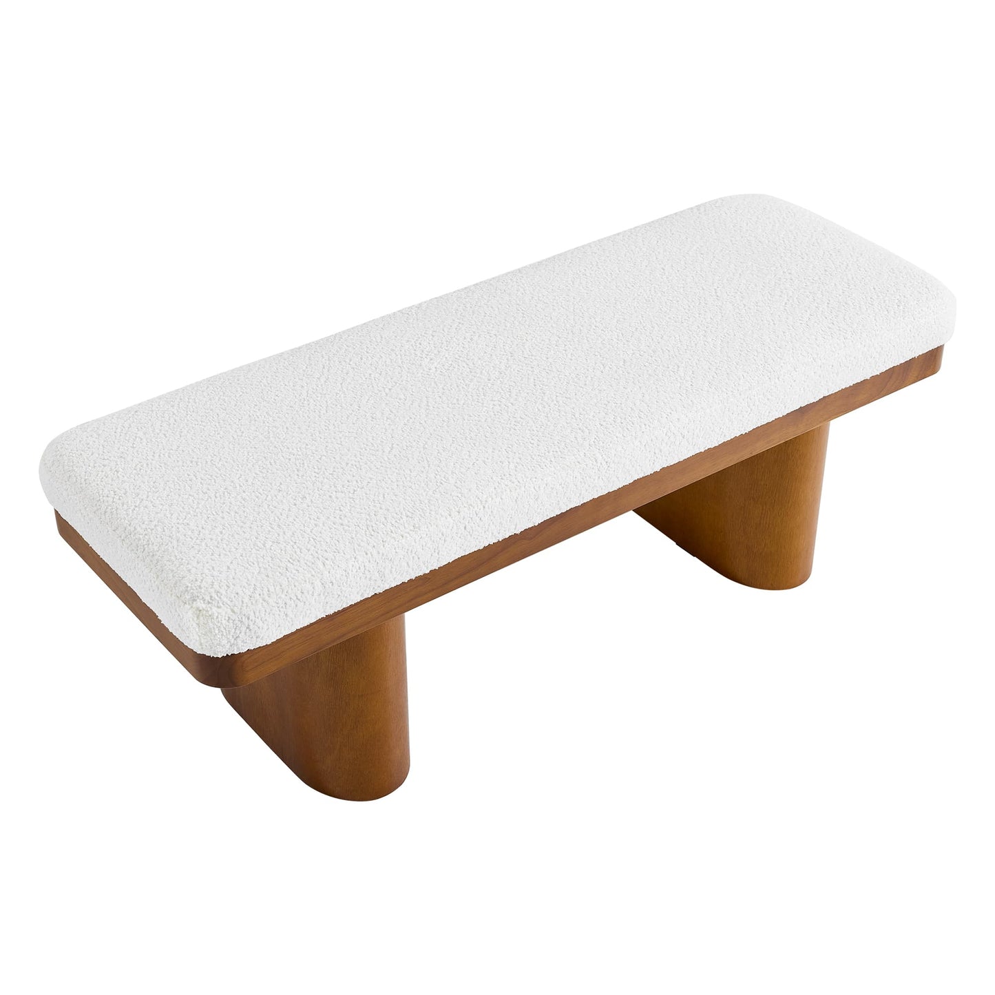 47.5" Wood Bed Bench Ottoman, Teddy Velvet Entryway Bench: Walnut