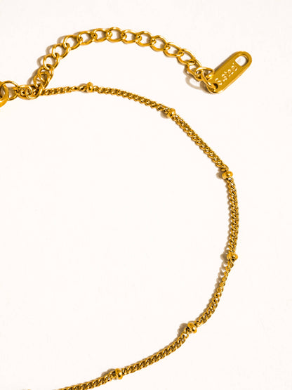 Vivi 18K Gold Non-Tarnish Classic Beaded Chain Anklets: Yellow Gold