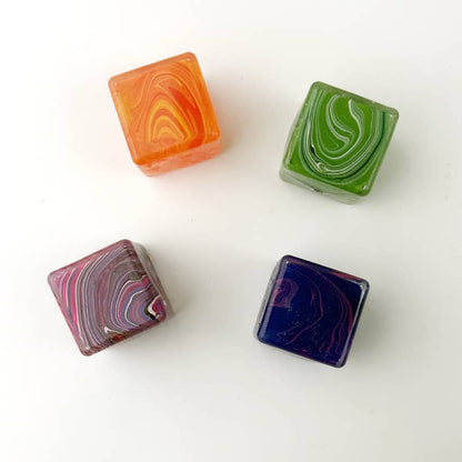 Marble Ice Cube Squishy Slow Rising Stress Toy: Orange Marble / 2.2 in