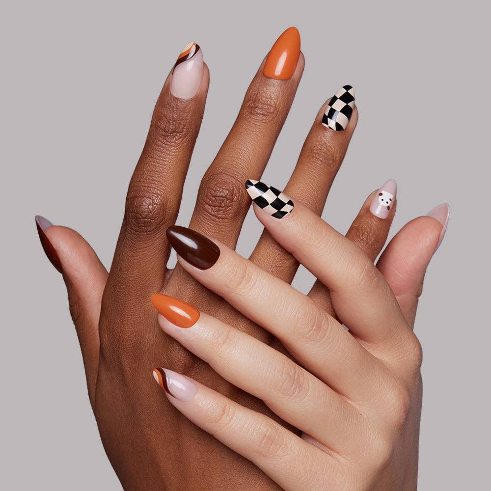 Fall Boo Press-On Nails | Short Almond Halloween Accent Nail