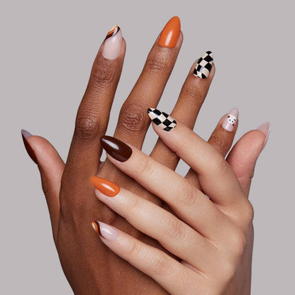 Fall Boo Press-On Nails | Short Almond Halloween Accent Nail