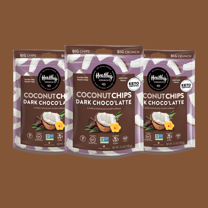 Dark Choco'Latte Coconut Chips: 6-Pack