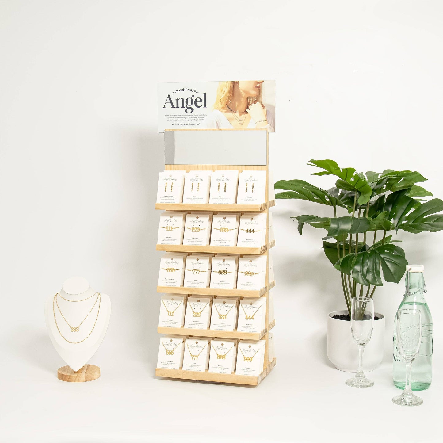 Angel Number Jewelry Display Set: Gold