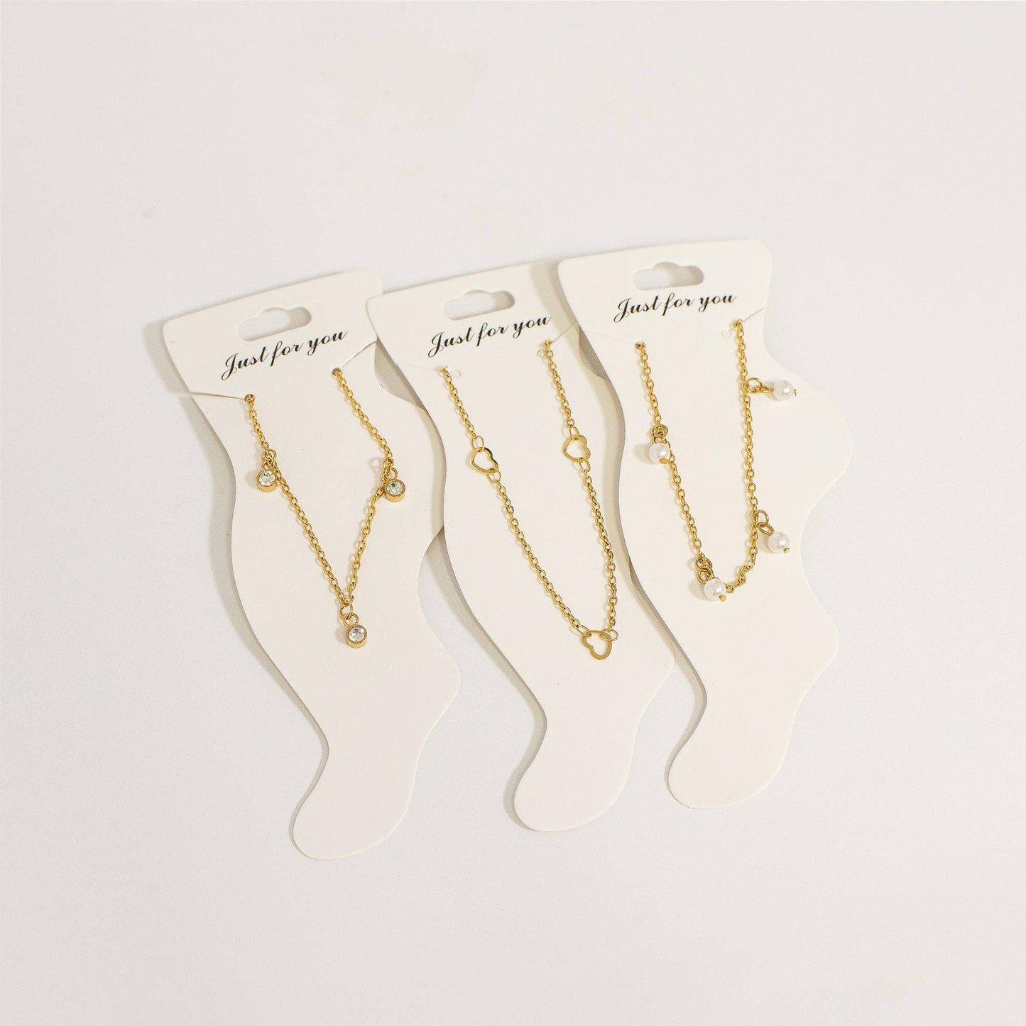 18K Gold PVD Stainless Steel Pearl Charm Anklet : Gold