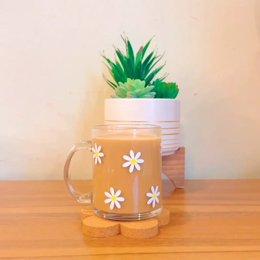 Retro Flowers White and Yellow  Clear Mugs
