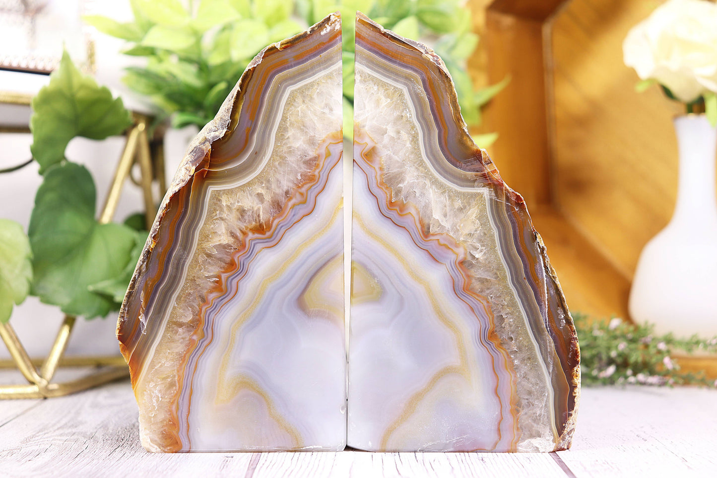 Natural Agate Bookend Pair