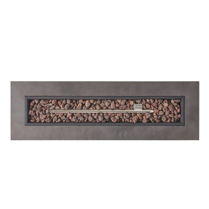 Rectangular Iron Fire Pit 50000 BTU for Patio: Stone Gray