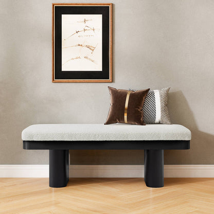 47.5" Wood Bed Bench Ottoman, Teddy Velvet Entryway Bench: Walnut