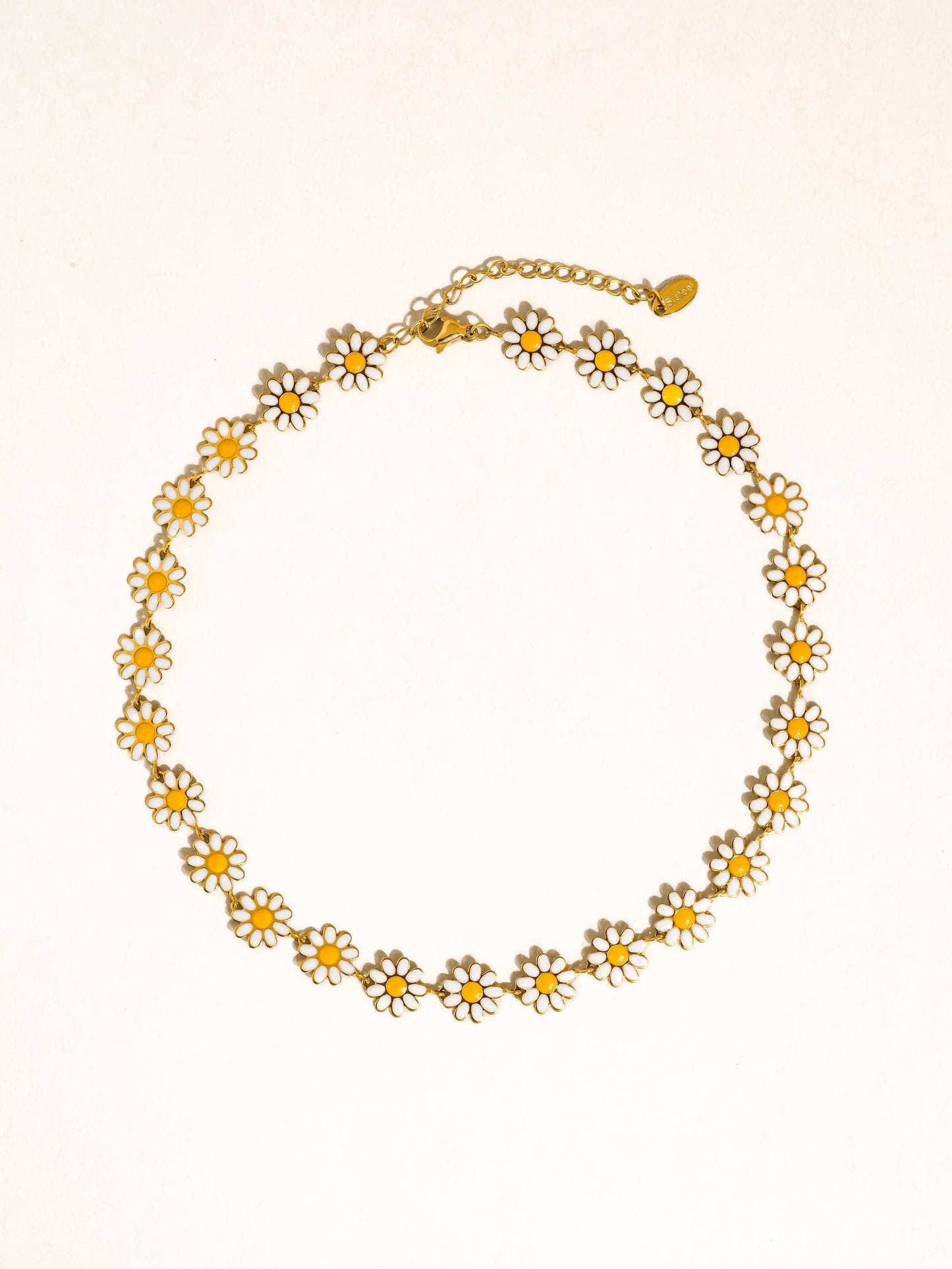 Fiora 18K Gold Non-Tarnish Daisy Flower Bracelet, Necklace: Yellow / Necklace