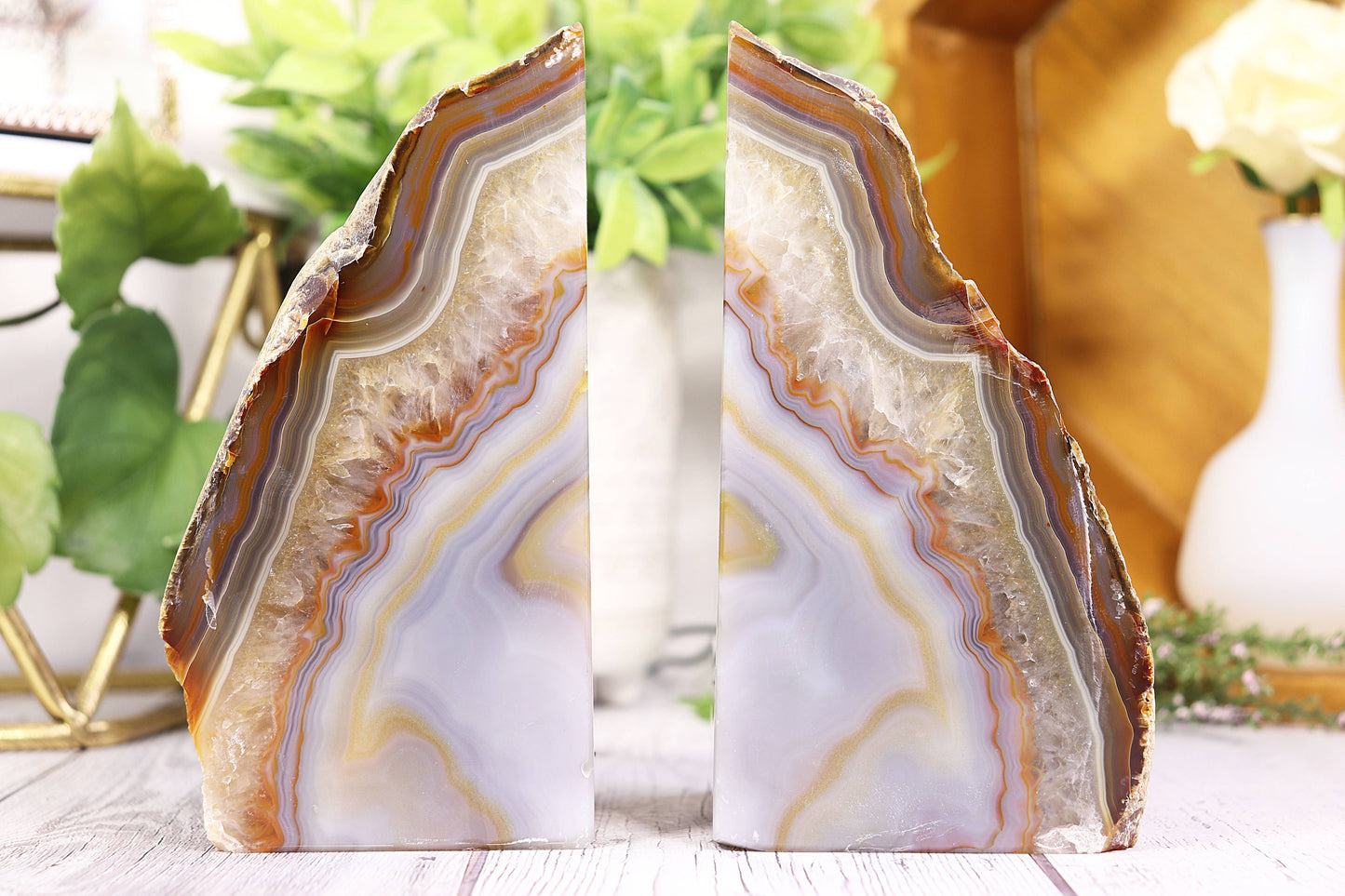 Natural Agate Bookend Pair