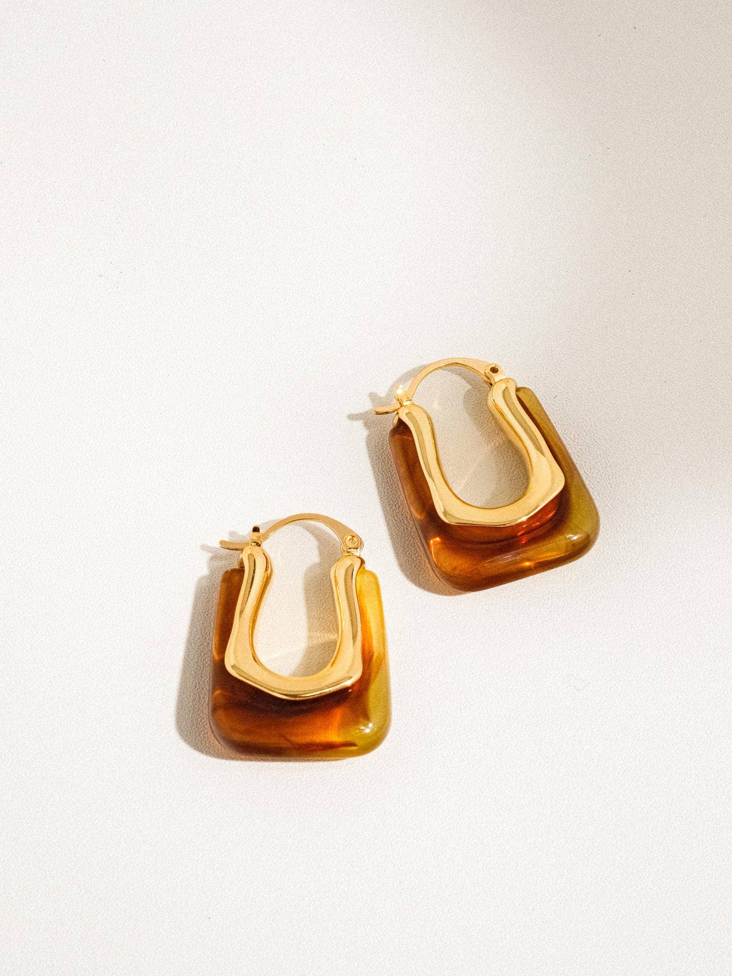 Talia 18K Gold U-Shaped Boho Hoop Earring: White